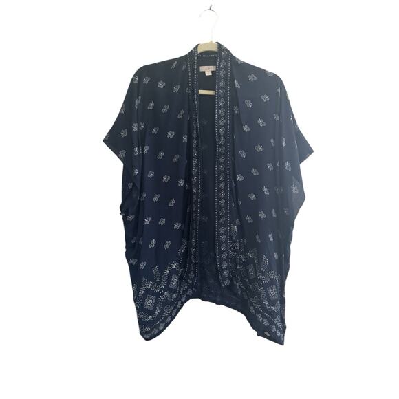 LOFT Womens Size XS Small Navy Blue White Open Front Cardigan Lightweight #4795 - Picture 1 of 13